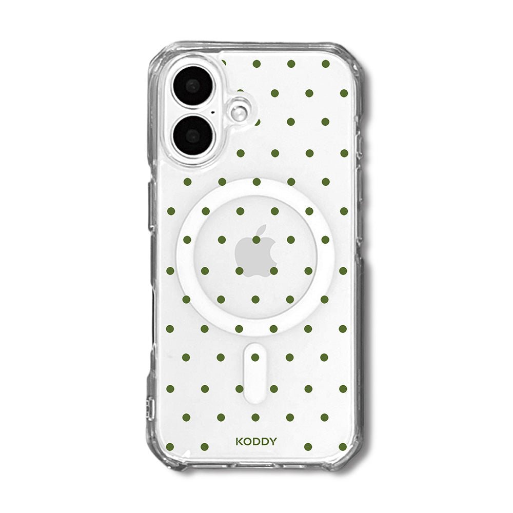 Olive Green Polka Dot Clear Phone Case-KODDY