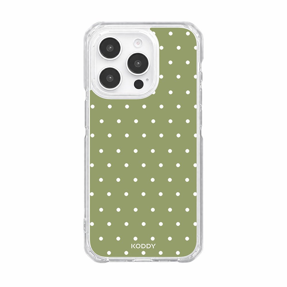 Olive Green Polka Dot Clear Phone Case-KODDY