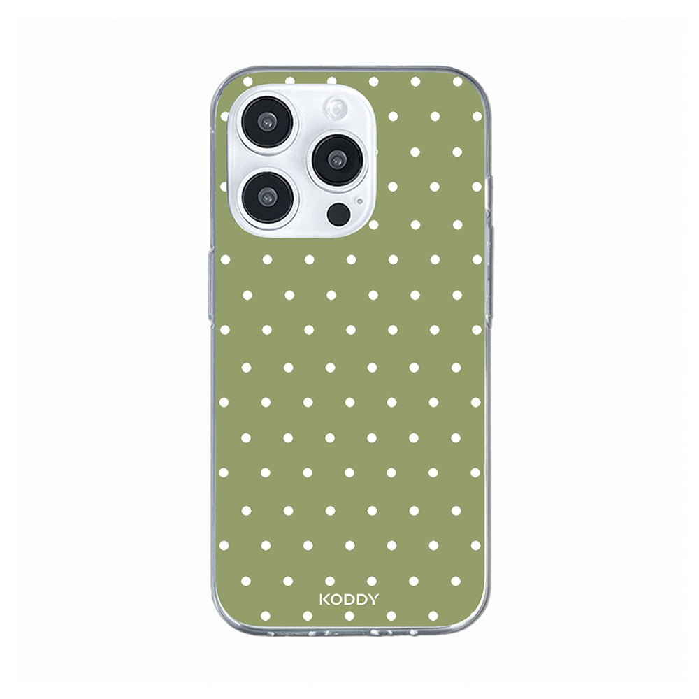 Olive Green Polka Dot Clear Phone Case-KODDY