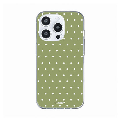 Olive Green Polka Dot Clear Phone Case-KODDY