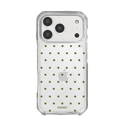 Olive Green Polka Dot Clear Phone Case-KODDY