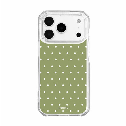 Olive Green Polka Dot Clear Phone Case-KODDY