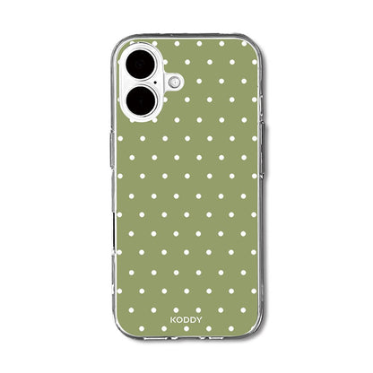 Olive Green Polka Dot Clear Phone Case-KODDY