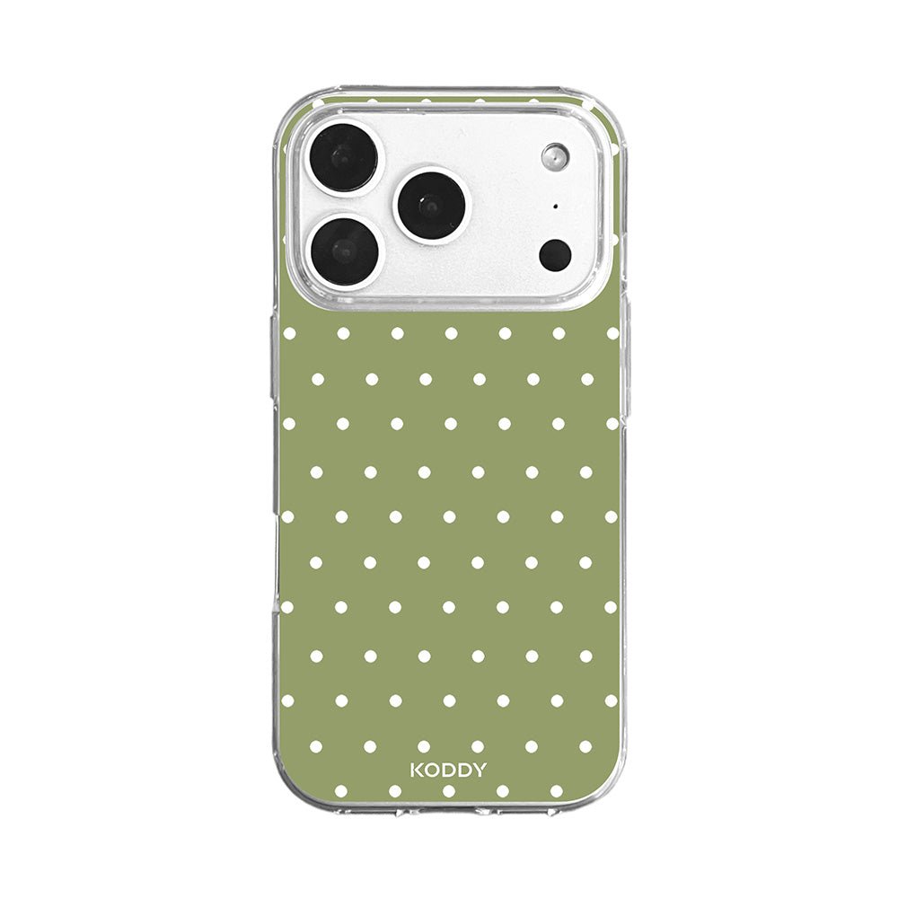 Olive Green Polka Dot Clear Phone Case-KODDY