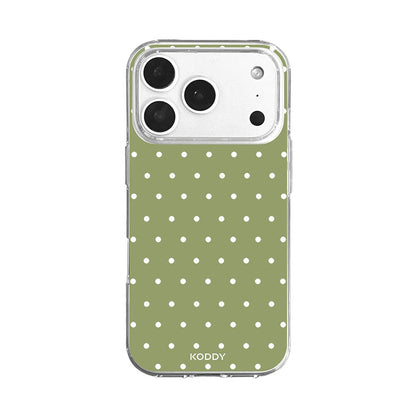 Olive Green Polka Dot Clear Phone Case-KODDY
