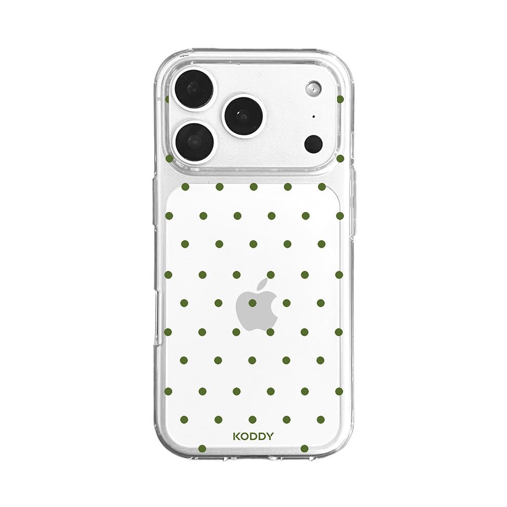 Olive Green Polka Dot Clear Phone Case-KODDY