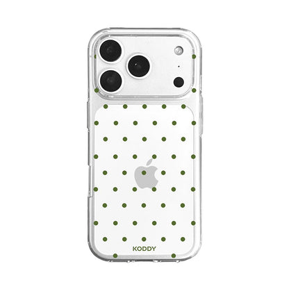 Olive Green Polka Dot Clear Phone Case-KODDY