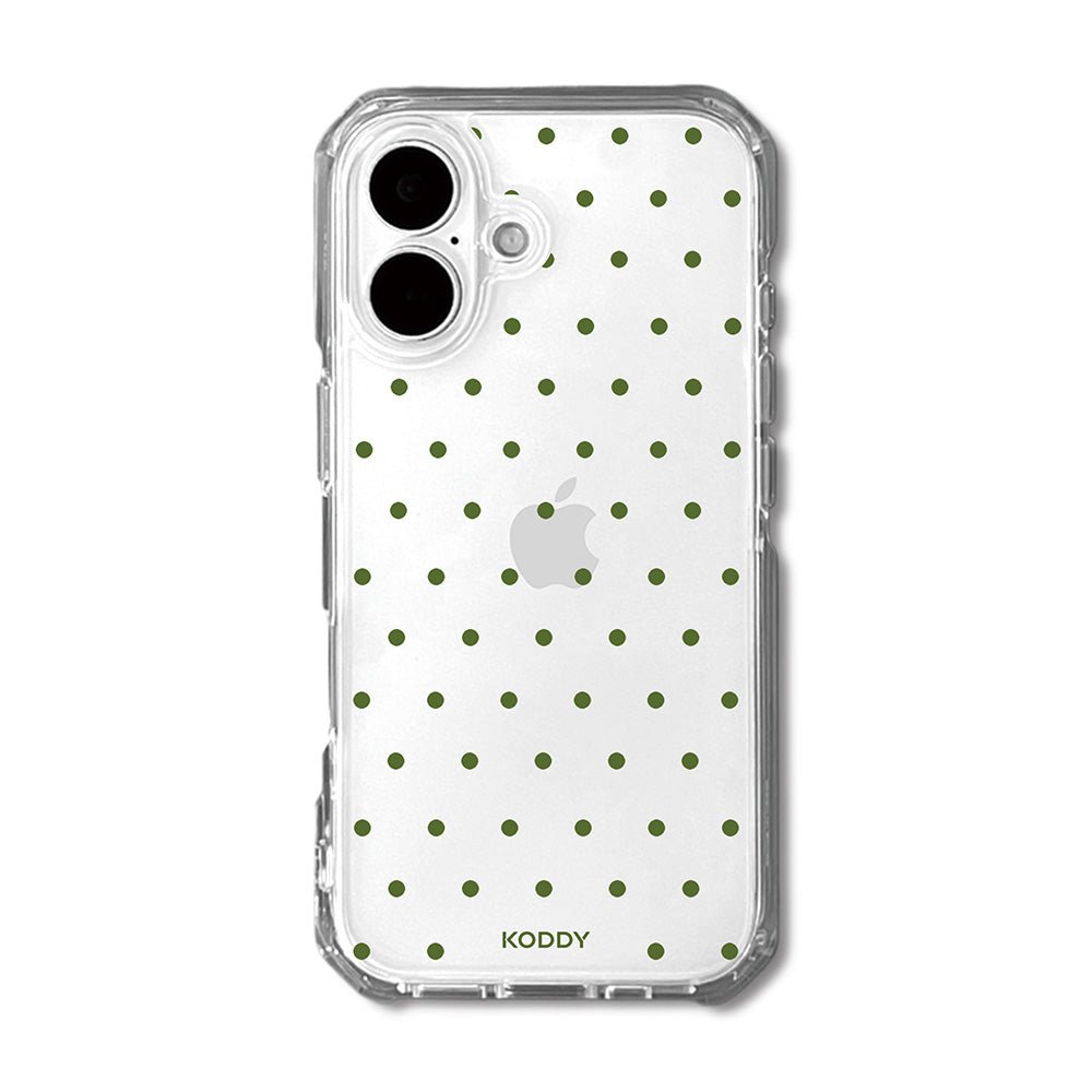 Olive Green Polka Dot Clear Phone Case-KODDY