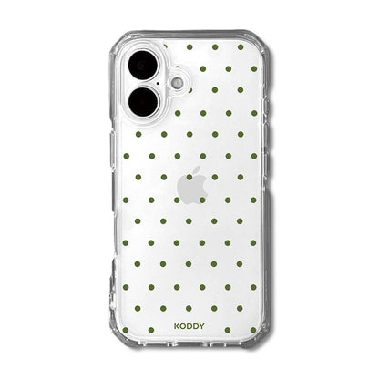 Olive Green Polka Dot Clear Phone Case-KODDY