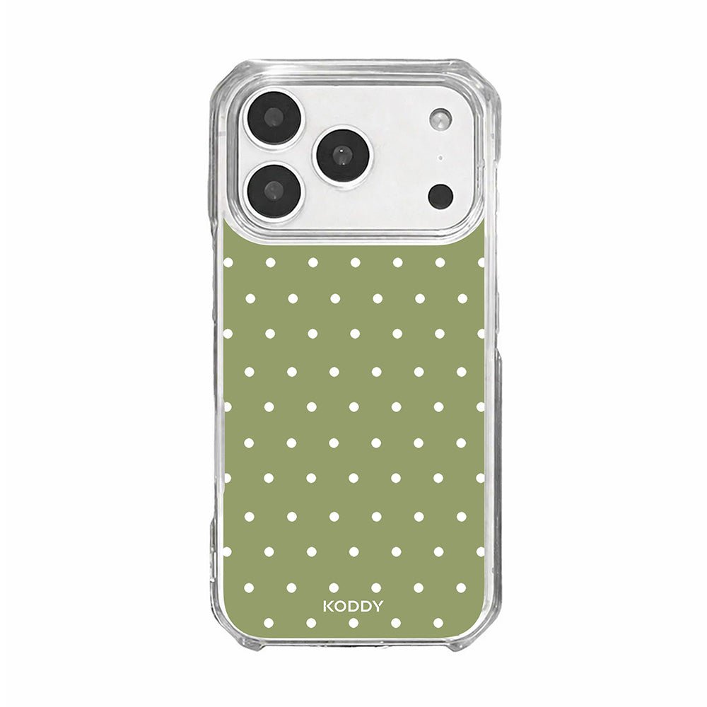 Olive Green Polka Dot Clear Phone Case-KODDY