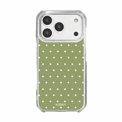 Olive Green Polka Dot Clear Phone Case-KODDY