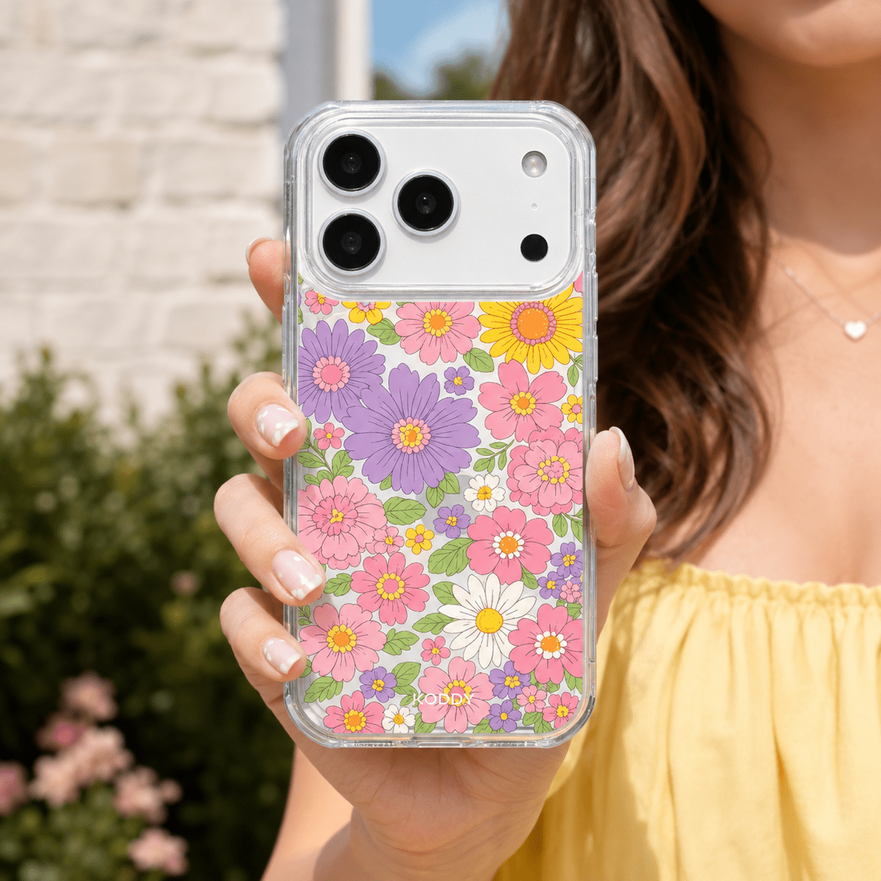 Pastel Floral Garden Clear Phone Case-KODDY aesthetic iphone case UK