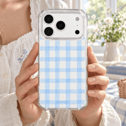 Pastel Sky Blue Checkered Aesthetic Phone Case-KODDY aesthetic iphone case UK