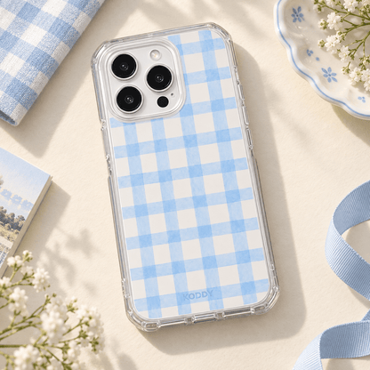 Pastel Sky Blue Checkered Aesthetic Phone Case-KODDY aesthetic iphone case UK
