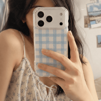 Pastel Sky Blue Checkered Aesthetic Phone Case-KODDY aesthetic iphone case UK