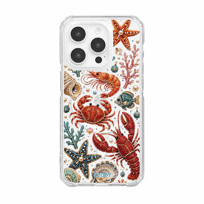 Pearl Beaded Ocean Life Clear Phone Case