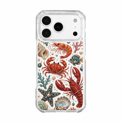 Pearl Beaded Ocean Life Clear Phone Case