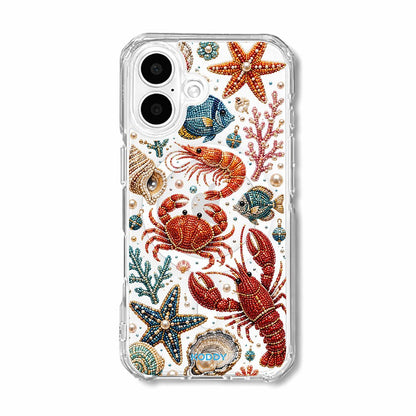 Pearl Beaded Ocean Life Clear Phone Case
