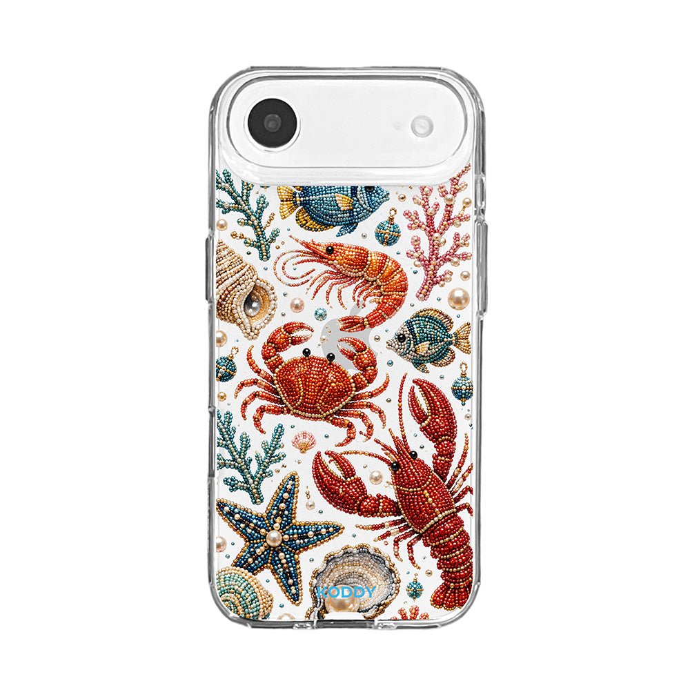 Pearl Beaded Ocean Life Clear Phone Case