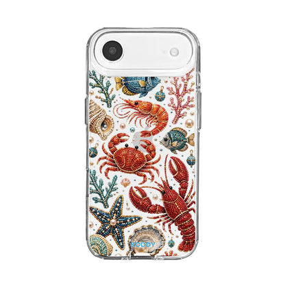 Pearl Beaded Ocean Life Clear Phone Case