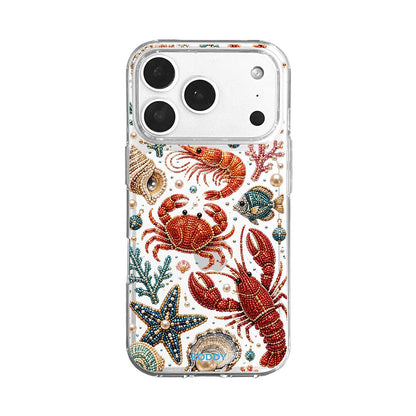 Pearl Beaded Ocean Life Clear Phone Case