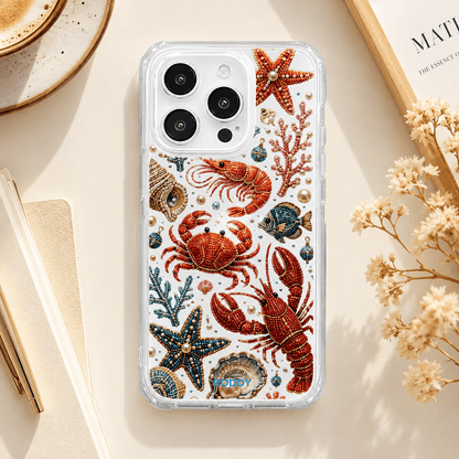 Pearl Beaded Ocean Life Clear Phone Case-KODDY aesthetic iphone case UK
