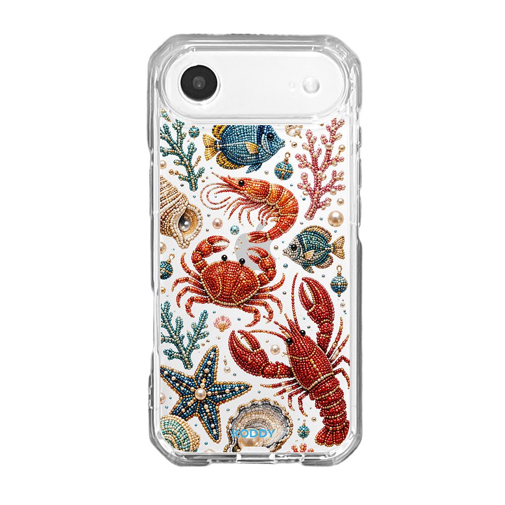Pearl Beaded Ocean Life Clear Phone Case