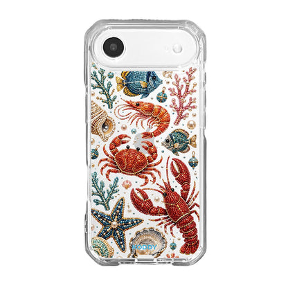 Pearl Beaded Ocean Life Clear Phone Case