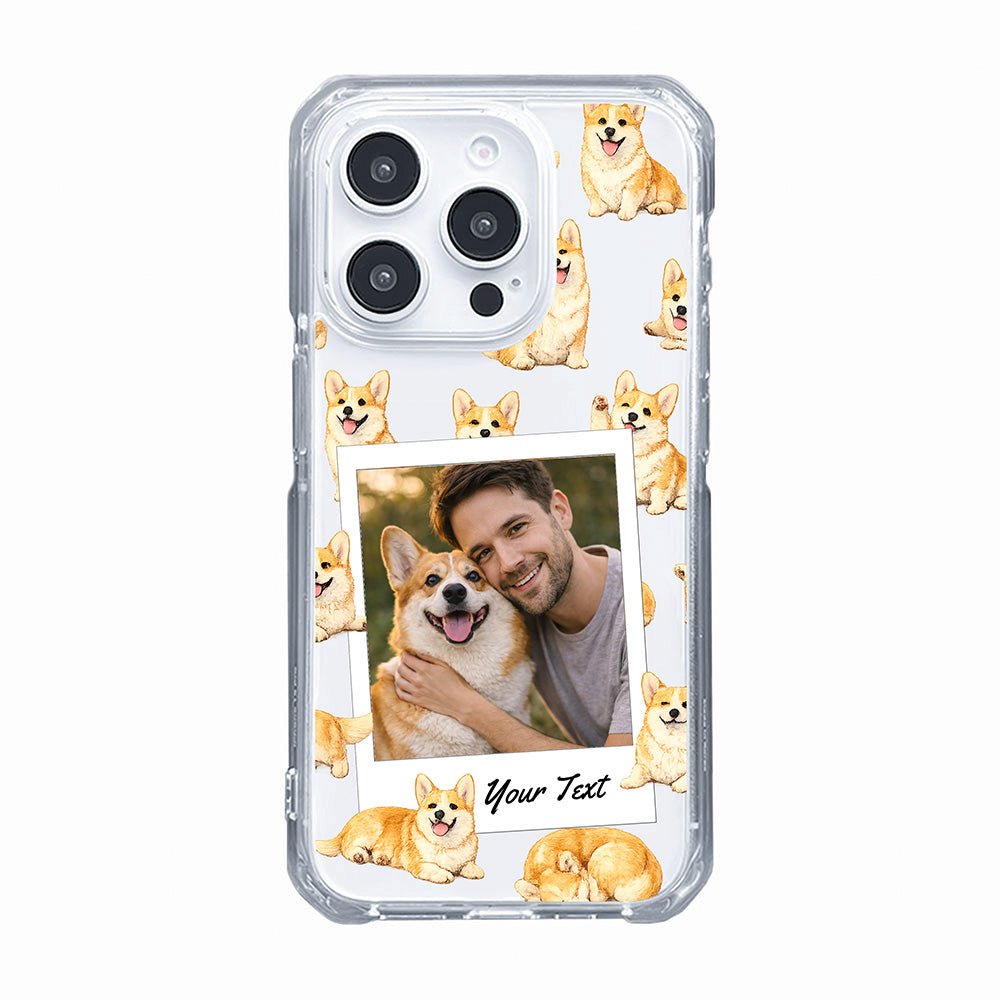 Personalised Happy Corgi Polaroid Photo Phone Case Personalised Happy Corgi Polaroid Photo Phone Case