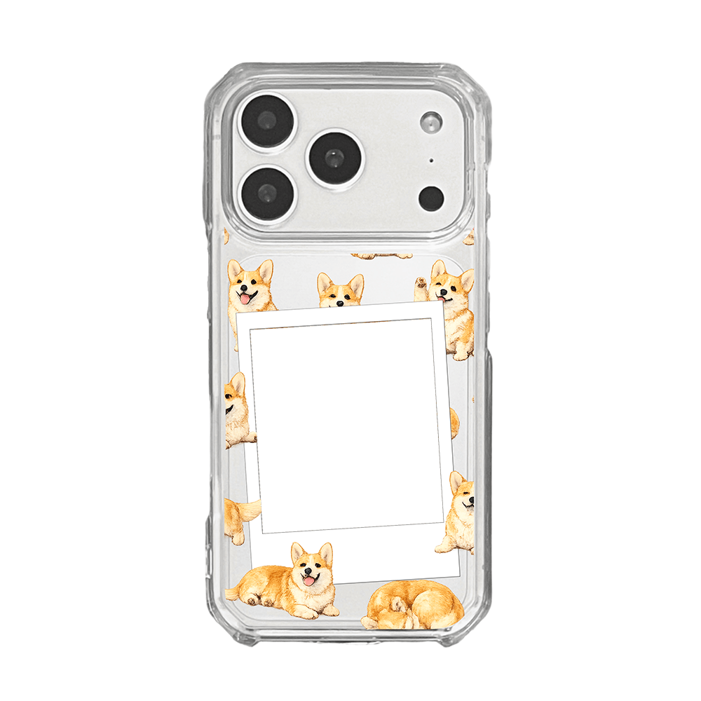 Personalised Happy Corgi Polaroid Photo Phone Case - KODDY
