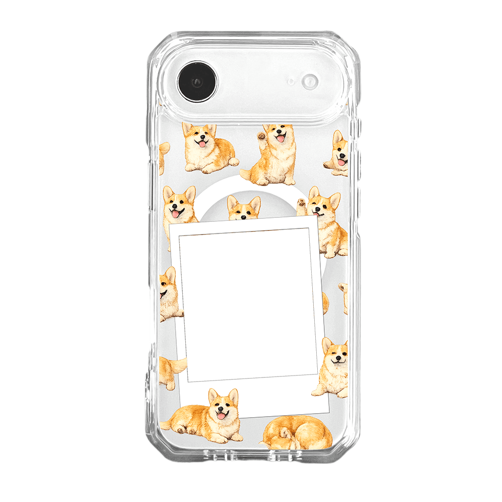 Personalised Happy Corgi Polaroid Photo Phone Case - KODDY