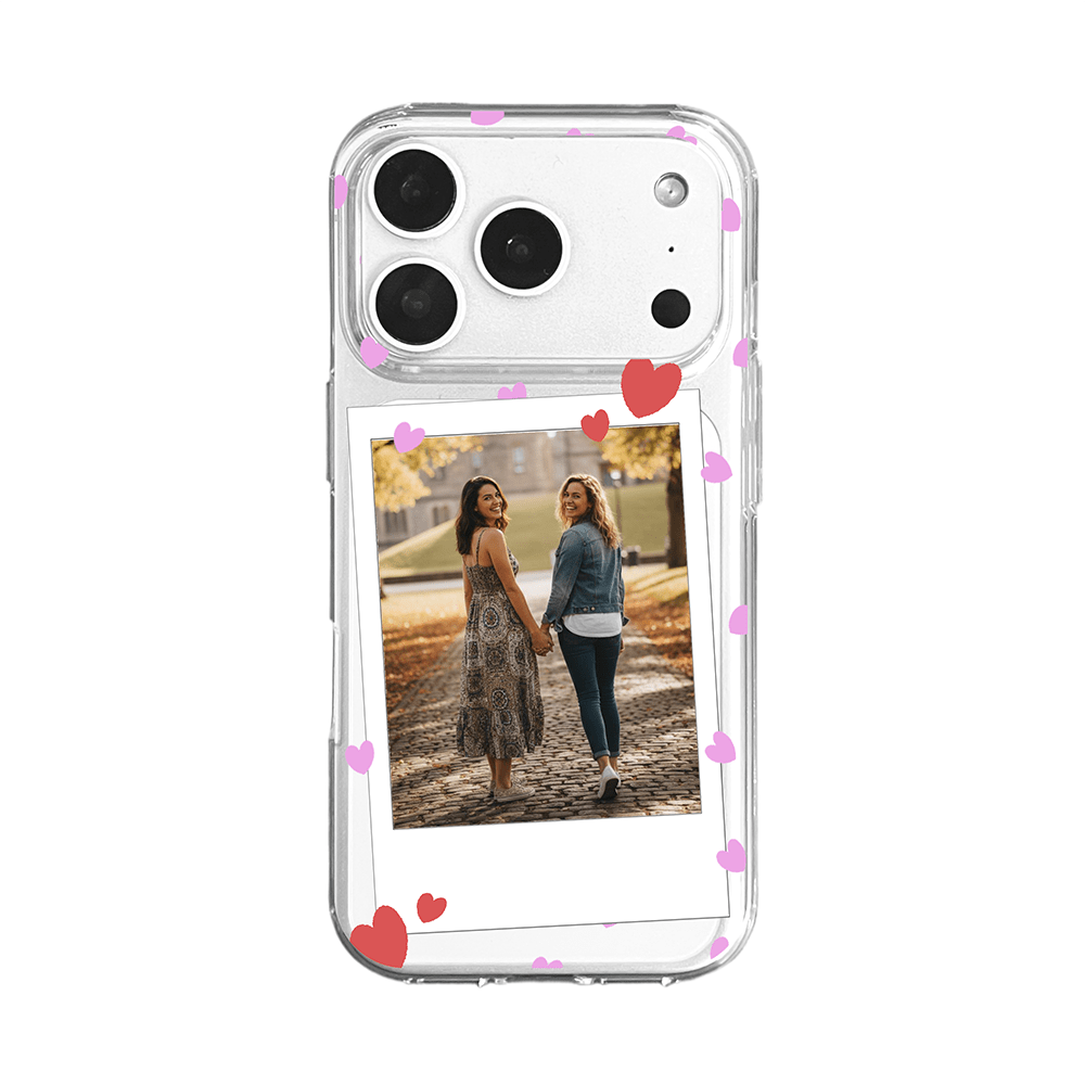 Personalised Pink Hearts Instant Camera Photo Jelly Phone case