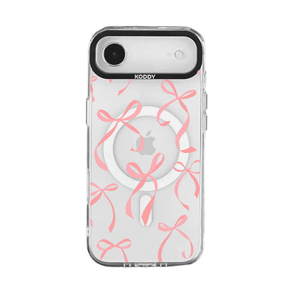 Petite Coral Pink Ribbon Bows iphone case