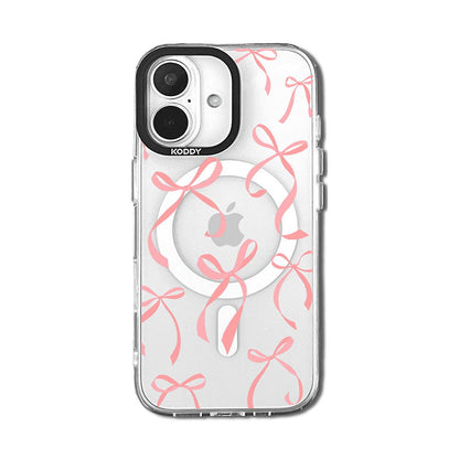 Petite Coral Pink Ribbon Bows iphone case