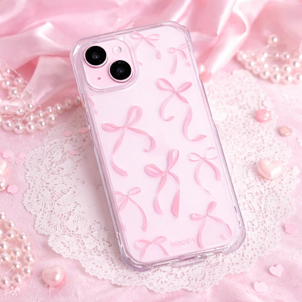 Petite Coral Pink Ribbon Bows phone case - KODDY