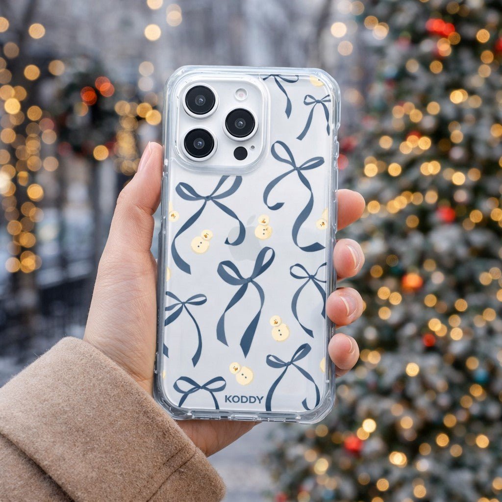 Petite Navy Bows and Snowmen Phone Case - KODDYaesthetic iphone case UK