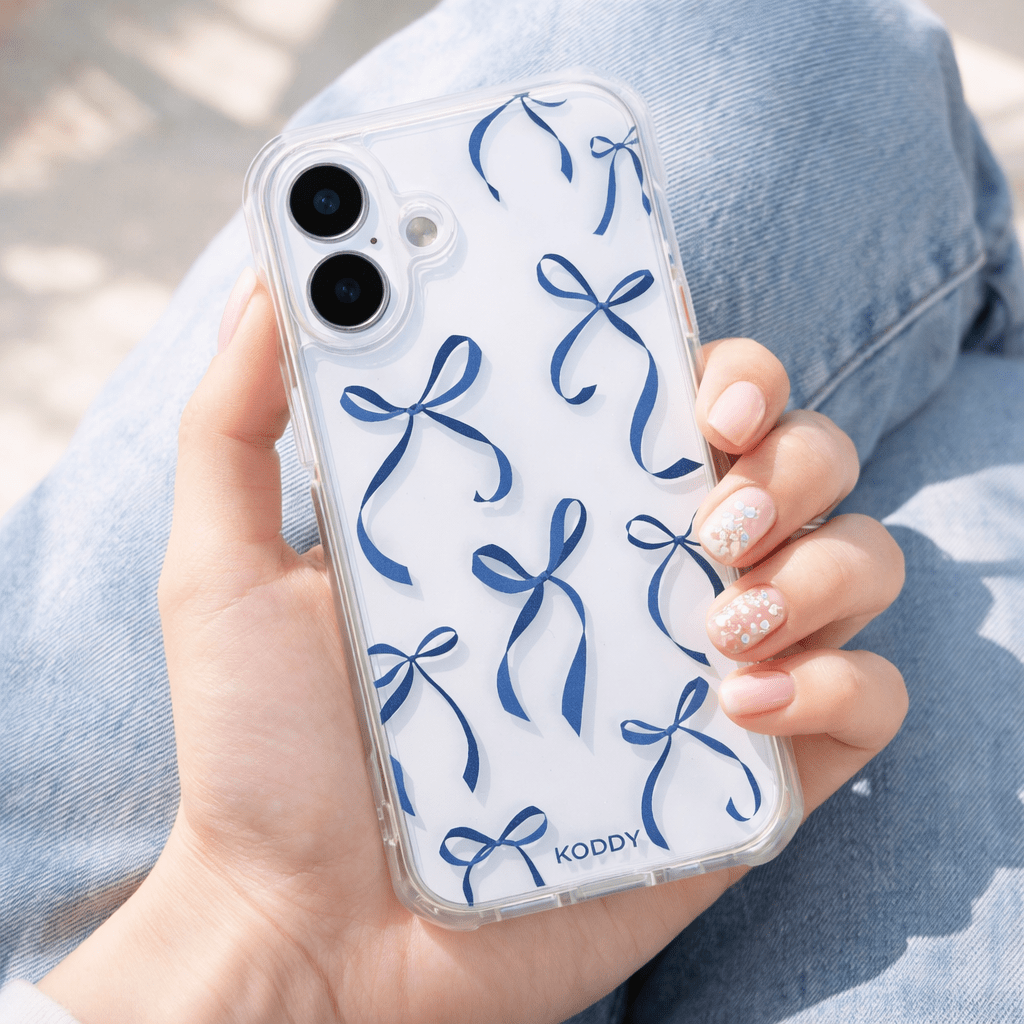 Petite Navy Ribbon Bows Phone Case - KODDY