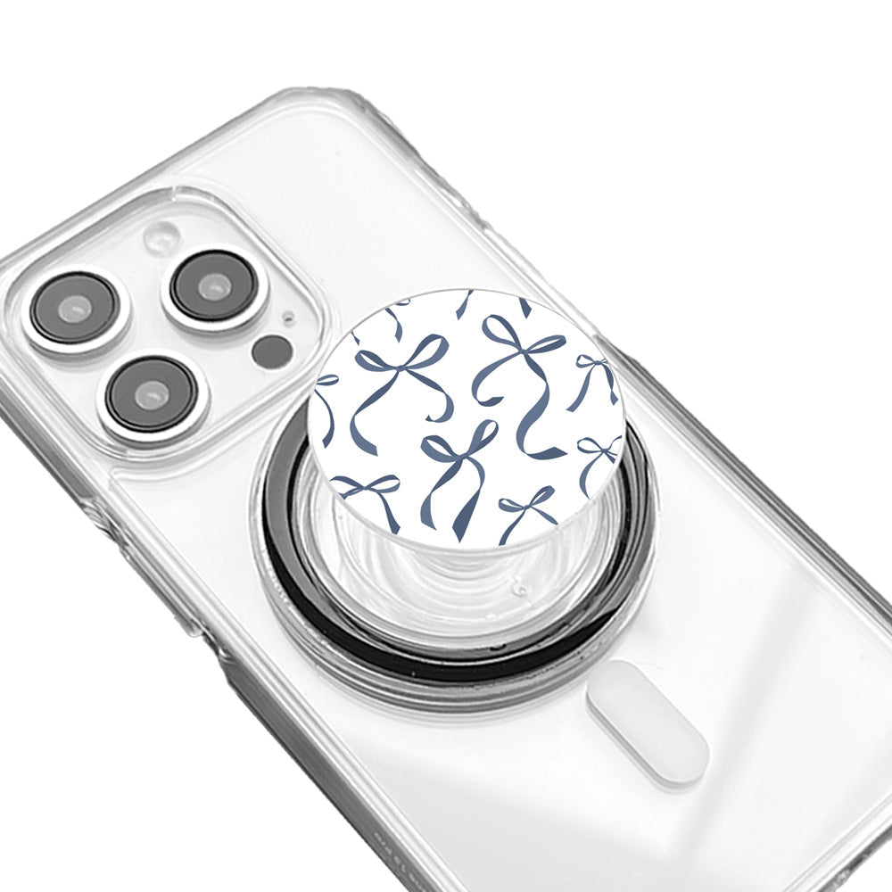 Petite Navy Ribbon Bows Phone Grip - KODDY