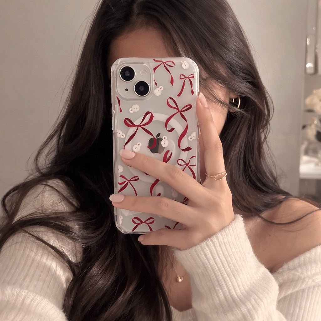 Petite Red Bows and Snowmen Phone Case-KODDY aesthetic iphone case UK