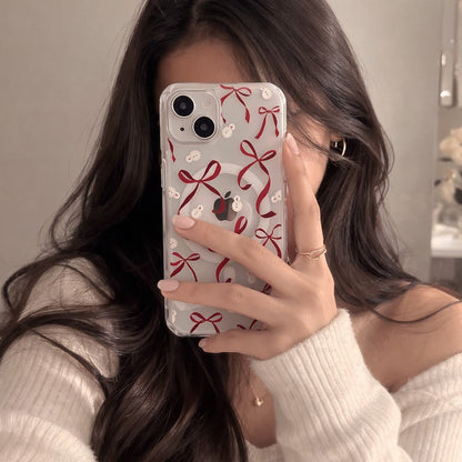 Petite Red Bows and Snowmen Phone Case-KODDY aesthetic iphone case UK