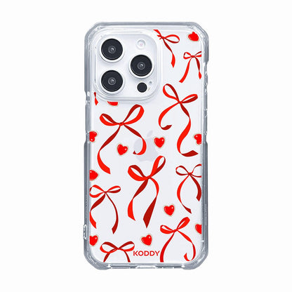 Petite Red Ribbon Bow and Heart Phone Case - KODDY
