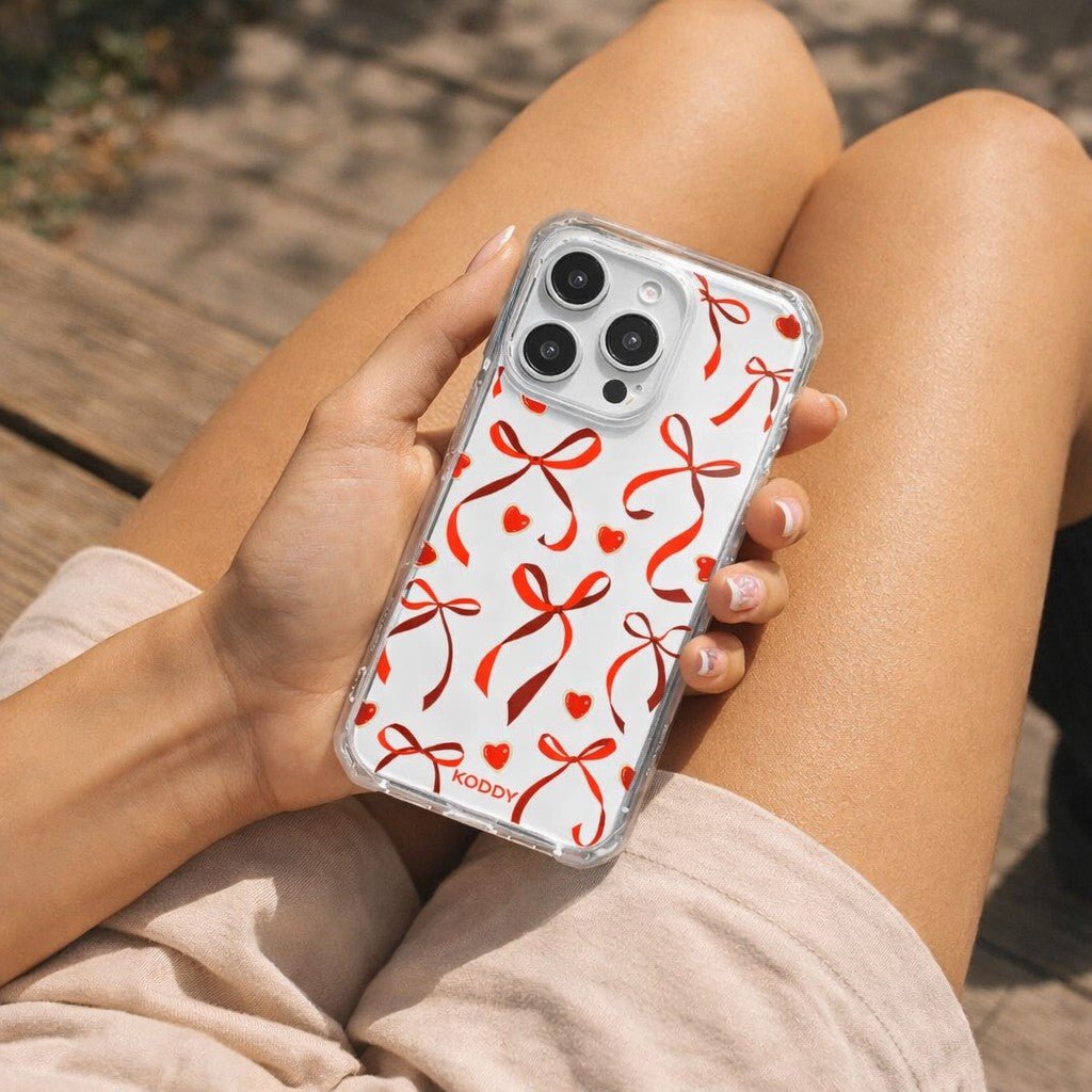 Petite Red Ribbon Bow and Heart Phone Case - KODDY aesthetic iphone case UK