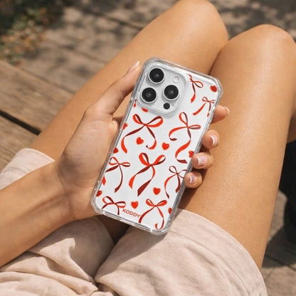 Petite Red Ribbon Bow and Heart Phone Case - KODDY aesthetic iphone case UK