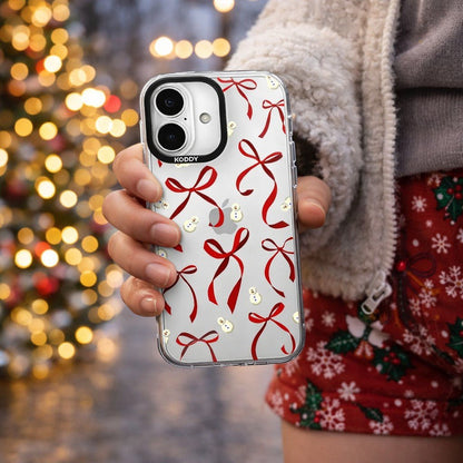 Petite Red Ribbon Bows and Snowmen iPhone Case - KODDY aesthetic iphone case UK