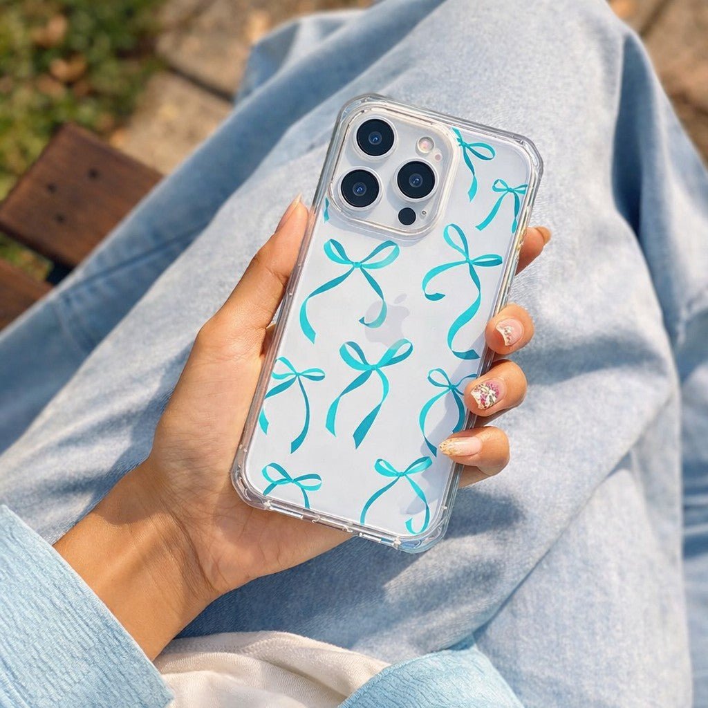 Petite Turquoise Ribbon Bows Phone Case - KODDY aesthetic iphone case UK