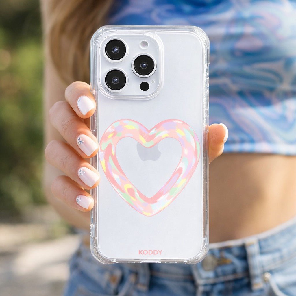 Pink Bubble Heart Phone Case - KODDY aesthetic iphone case UK