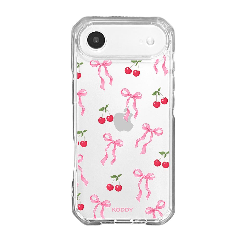 Pink Cherry Bow Clear Phone Case
