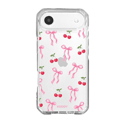 Pink Cherry Bow Clear Phone Case