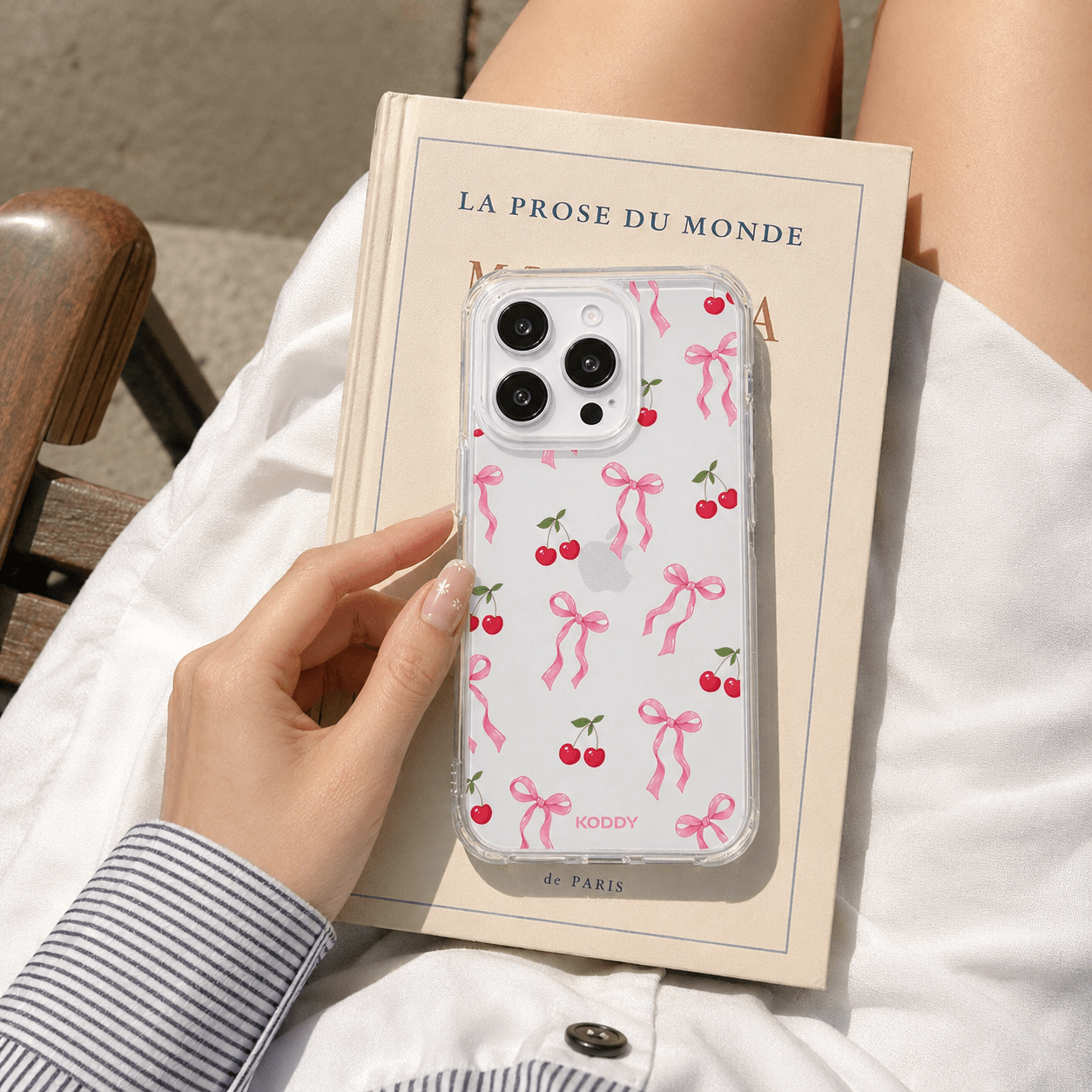 Pink Cherry Bow Clear Phone Case-KODDY aesthetic iphone case UK