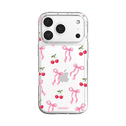 Pink Cherry Bow Clear Phone Case